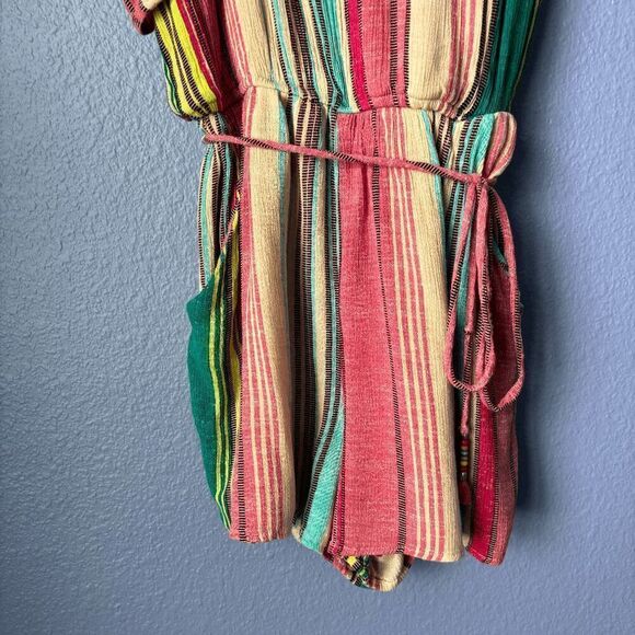 Red Camel One Shoulder Multi Color Romper Western Boho Summer Small Ruffle Tie - Picture 7 of 8